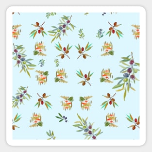 Watercolour olive seamless pattern Magnet